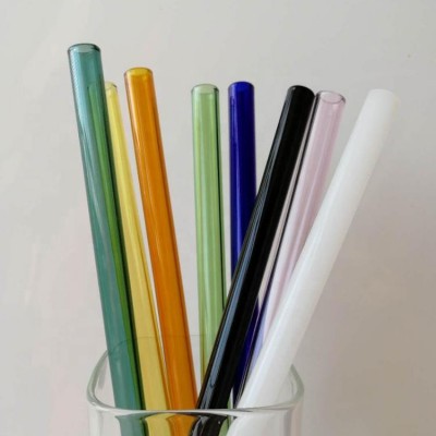 Glass drinking straws high borosilicate glass straw straight colored