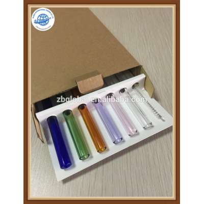 12mm x 9'' colorful glass straws, set of 5 with cleaning brush/glass drinking straw