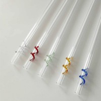 clear straw with colored decoration